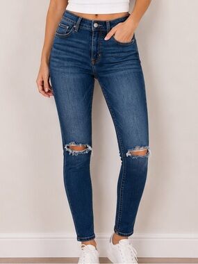 Hollister High Rise Super Skinny Distressed Jeans Blue Size 0 Short